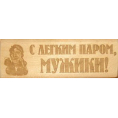 Табличка д/бани С легким парм, мужики гравированная БГ-27 (27х9)